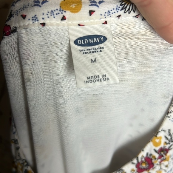 Old Navy Womens Dress Medium White Flower Flowy Boho Cottagecore Vacation Office - Picture 5 of 6